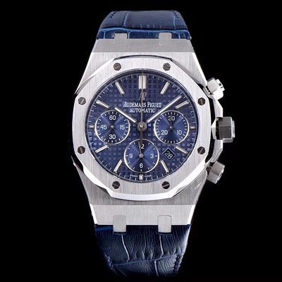 JH爱彼皇家橡树26331系列蓝盘皮带 计时男士机械表